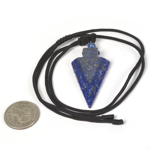 Natural Gemstone 47mm Arrowhead Flatback Spearhead Healing Stone Crystal Amulet Pendant Adjustable Braided Cord Necklace 18 to 28 Inch3