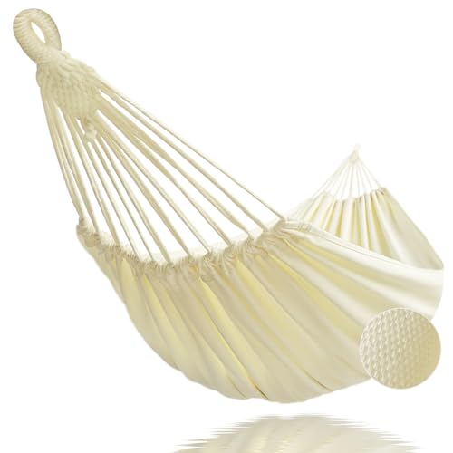 GOCAN Hamac brésilien double en coton pour 2 personnes - Charge de 330 x 150 cm - 226,8 kg - Pour terrasse, porche, jardin, cour, extérieur et intérieur...