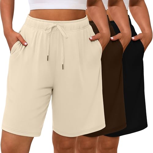 Evervibe 3 Pack Plus Size Bermuda Shorts for Women Comfy Loose