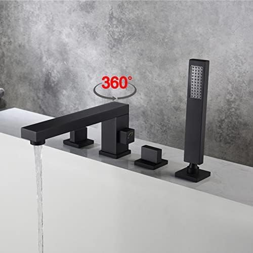 Robinet de douche avec douchette extractible pour baignoire 4 trous