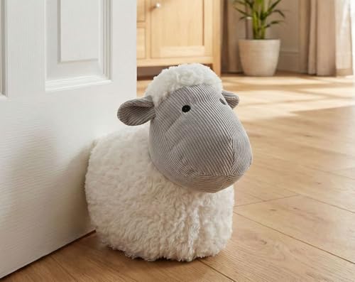 Lilienburg Türstopper Schaf Lämmchen schwer Stoff Sack Dekoschaf Fensterstopper Schwerer Türhalter 1kg Idealer Türpuffer