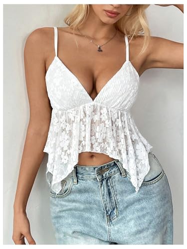 SOLY HUX Women's Sexy Y2k Camisole Lace V Neck Crop Top Summer Going Out Sleeveless Cami Tops3