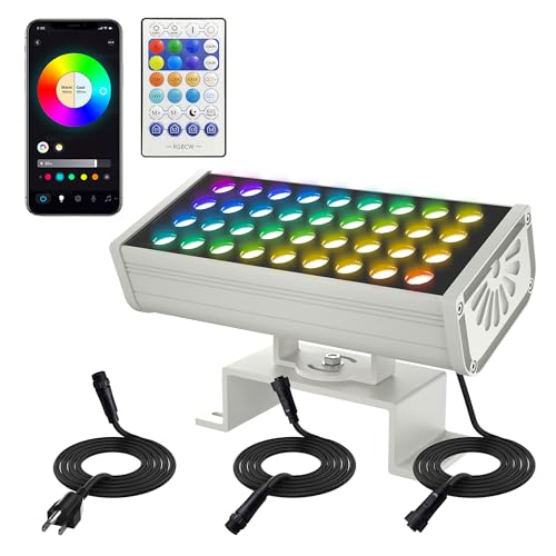 Image of Party Lights Outdoor Smart Flood Light, 180W RGBCW Color Changing LED, 2700-6500K Tunable White, WiFi App & Voice Control, 50 Scenes, 1-100% Dimmable, IP65 Linkable Wall Washer Lights