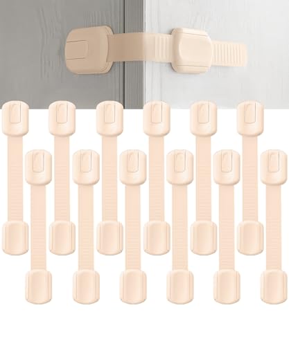 Image of Bate- Child Safety Strap Locks, 12 Pack, Baby Locks for Cabinets, Drawers, Kitchen, Toilet, Furniture, Fridge, Multi-Purpose, Easy Install with Quick 3M Adhesive for Childproofing