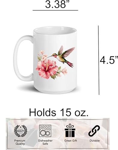 Taza de cerámica con diseño de colibrí 15 oz miniatura 5