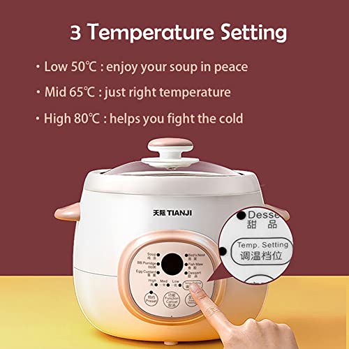 Tianji Electric Stew Pot, Ceramic Soup Porridge Cooker, Slow Cookers with Lid, 1L, White - Image 6