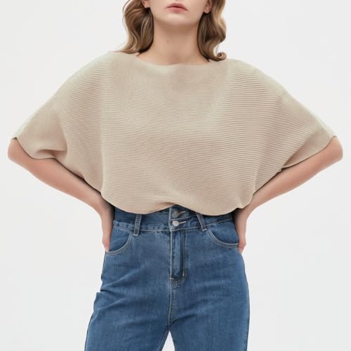 Image of HIGO FASHION Womens Short Batwing Sleeve Boat Neck Sweater Vest Fall Sleeveless Pullover Knit Sweaters