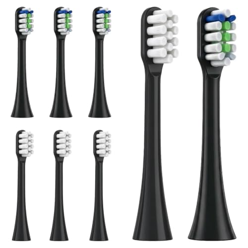 Image of Replacement Heads for HUACOCARE Toothbrush, 8 Pack(Black Moderate Soft)