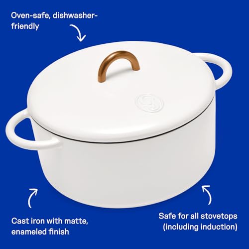 Image of Great Jones 3.5 Quart Enameled Cast Iron Dutch Oven Pot w /Lid (Salt)