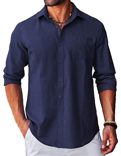 COOFANDY Men's Long Sleeve Button Down Shirt Casual Untucked Regular-Fit Oxford Dress Shirts