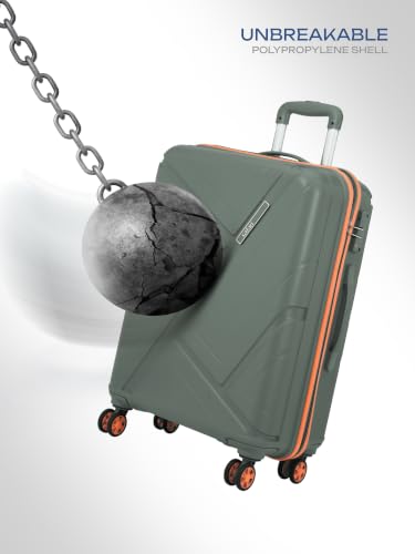 Image of Safari Benson Large 8 Wheels 77cm Check-in Trolley Bag Hard Case Polypropylene 360 Degree Wheeling System Luggage, TSA Approved Lock, Trolley Bags for Travel, Suitcase for Travel, Sage Green