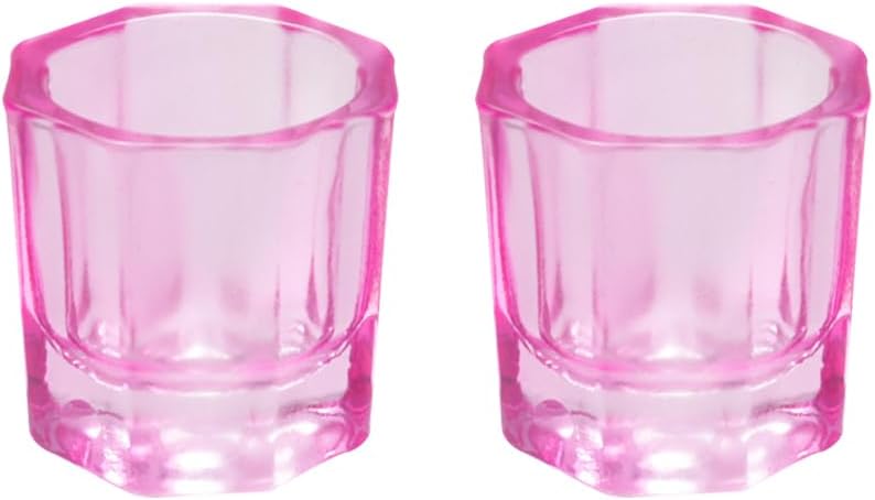 GSHLLO 2 Pcs Nail Glass Crystal Cup Nail Brush Cleaning Cup Nail Powder Dish Nail Art Bowl Cup Manicure Tool Cup Mini Nail Liquid Cup Tiny Transparent Glassware for Nail Care