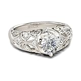 bague art déco diamant occasion Design vintage élégant avec zircone scintillante – Cette bague femme Jeulia en argent sterling 925 séduit par son design rétro intemporel. La zircone ronde de 7 mm (taille brillant) est encadrée d'un anneau ajouré et orné de volutes scintillantes. Un cadeau idéal pour les femmes qui apprécient l'élégance intemporelle.