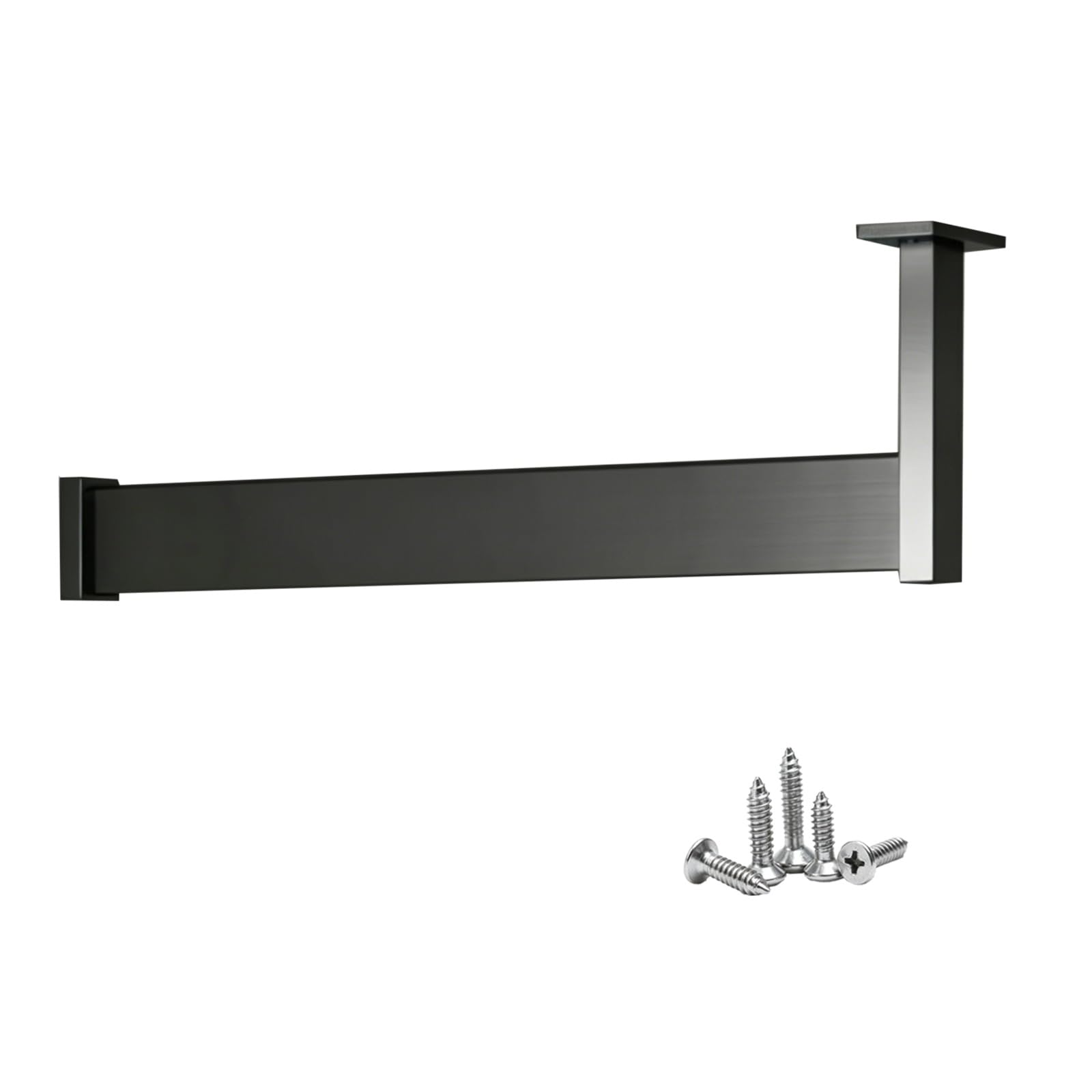 L-shaped Clothes Hanging Bar 85 95 105 115 125cm, Custom Aluminum Closet Rods for Corner Cabinets/Cloakroom/Apartment, Heavy Duty Wardrobe Poles with Flange Set(Black,L 120cm/47.2")