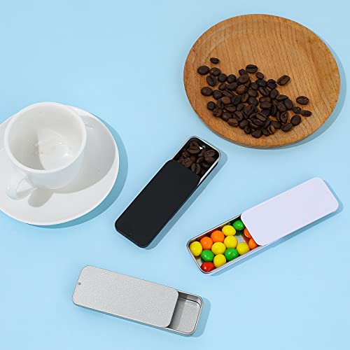 CANCYCC Pack of 3 Small Metal Box Containers, 8 x 3.4 x 1.2 cm Sliding Lid Metal Box, Rectangular Storage Box, Container for Sweets, Jewellery, Crafts, Pills, Survival Set