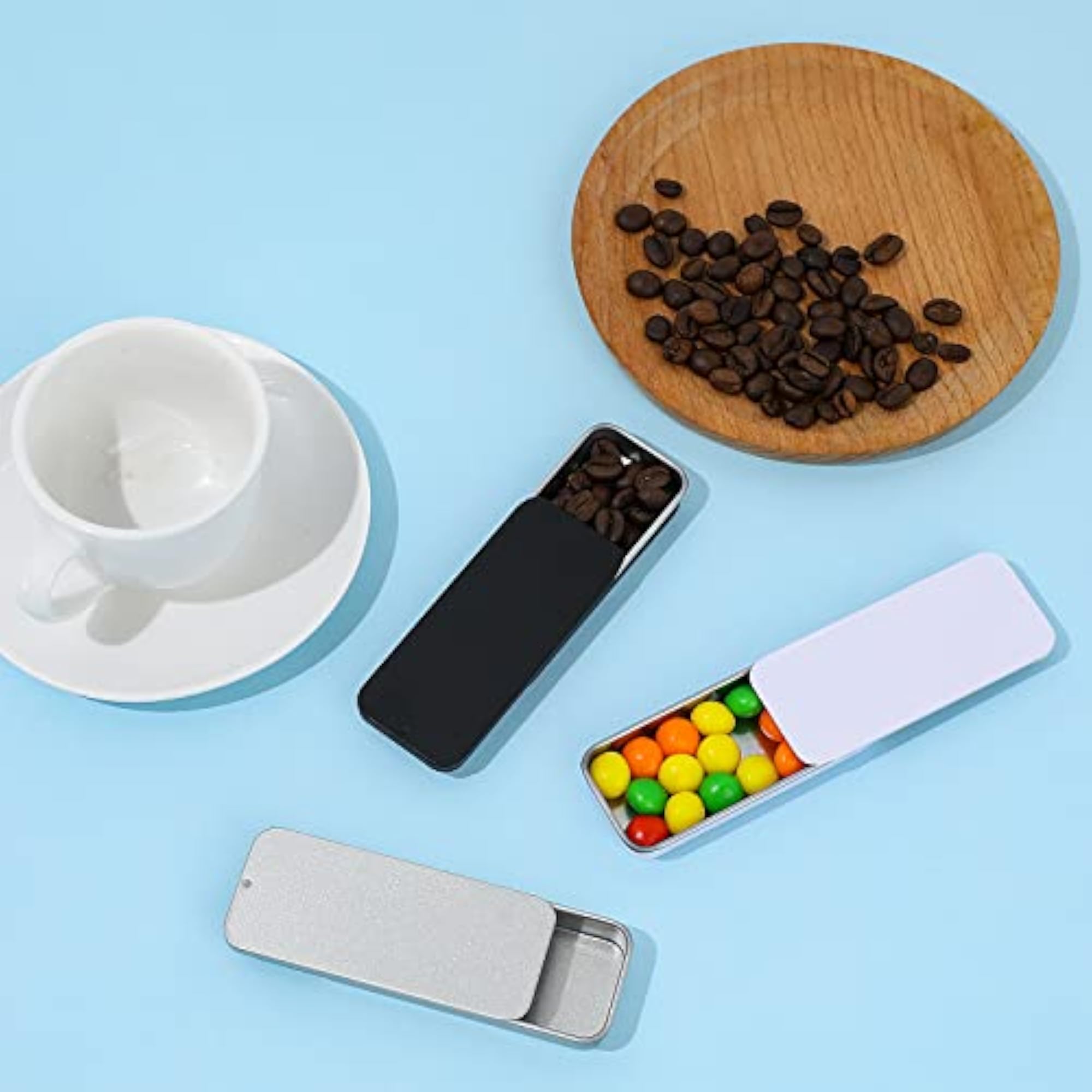 3Pcs Small Empty Slide Top Metal Box Containers