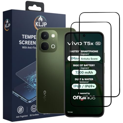 Image of Premium Tempered Glass Screen Protector Compatible for Vivo T5x 5G Black (Pack of 2) with Edge-to-Edge Coverage and Easy Installation kit
