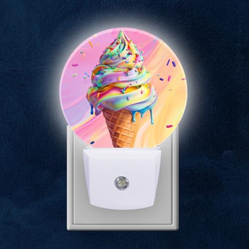 Rainbow Swirl Ice Cream Cone Night Light