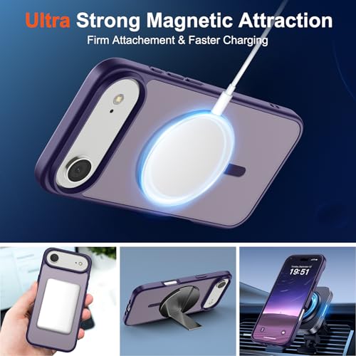 Image of SUPFINE Magnetic for iPhone Air Case (Compatible with MagSafe)(Military Grade Drop Protection) Slim Translucent Matte Shockproof with Anti-Fingerprint Phone Cover for 17 Air,Dark Purple