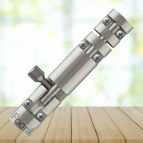 Image of Foora Premium Tower Bolt - 4 Inch Stainless Steel Rod with Knob, Aluminum Body (Chatakni), S.S. Finish, Door, Window, Gate Lock Pack of 1