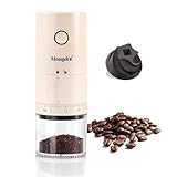 Mongdio Portable Electric Coffee Bean Grinder with 38 Adjustable Settings, Rechargeable Coffee Grinders for Home Use, Coffee Grinder for Travel - White