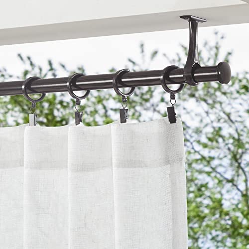 Mode Outdoor Collection Curtain Rings, Set Of 14 Curtain Clips With Rings, Resin Rings With Clips For Curtains, Fits Mode Outdoor Curtain Rods, 1 3/8”, Dark Brown #TOP2
