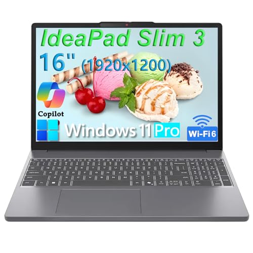 Image of Lenovo Laptop Computer for Home Student Business, IdeaPad Slim 3, Intel i7-13620H (Beat Ultra 7 255U), 4GB DDR5 RAM, 128GB PCIe SSD, 16 inch FHD+, WiFi 6, Type-C, HDMI, Luna Grey, Windows 11 Pro