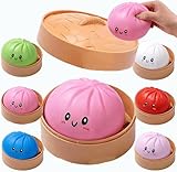 Mystery Dumpling Squishy , 4 Inch Giant Dumpling Stress Ball, Rainbow Mystery Squishy Bun, Anxiety Relief Fidget, Soft Squeeze Decompression Dough for Adults N/B (Pink)