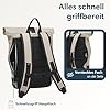 LARKSON Rucksack Damen & Herren Beige Grau - Janne Small - Rolltop Rucksack mit Laptopfach für Uni, Arbeit, Reise & Fahrrad - Backpack Tagesrucksack Klein - Wasserabweisend #5
