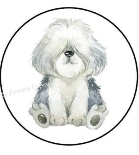 30 Pcs 1.5" Inch English Sheep Dog Stickers - Dog Stickers - Animal Stickers Envelope Seals Labels - D #AA61RK