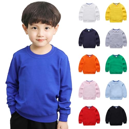 Toddler Boys Girls Solid Pullovers Sweatshirt Long Sleeve T-Shirt Kids Cotton Crewneck Thin Blouse Tops