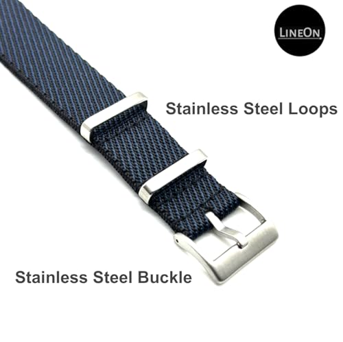 Image of Lineon 20mm & 22mm Stainless Steel 304 Buckle & loop Nylon Vintage Style NATO Watch Strap ONE WAY NATO Nylon STRAP Imported Quality With Pins and Pin Remover Tool (Include)