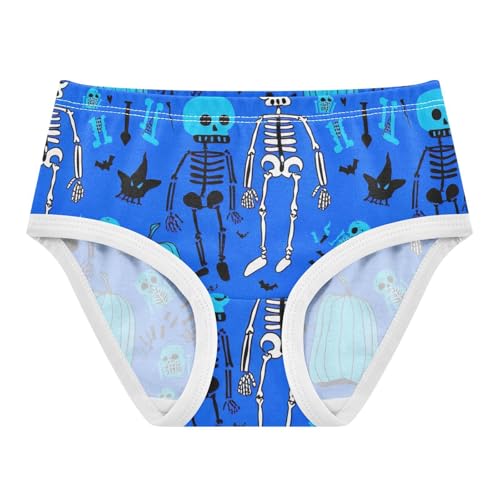 Toddler Underwear Custom 2t Cotton Cute Panties Girl Fancy Underpants Briefs Funny Skeletons Pumpkins Blue