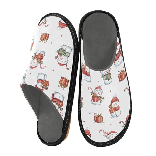 Slippers for Women Snowman Gift Pattern Soft Winter Warm Shoes Indoor Outdoor Non-Slip House Travel Slippers