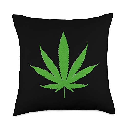 Weed Leaf Marijuana Smoking Teez Medicinal Marijuana Leaf Cannabis Smoking Weed Throw Pillow, 18x18, Multicolor