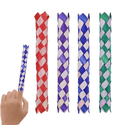 Lot de 4 pièges à doigts classiques, doux, beaux et cool, 4 couleurs pratiques chinoises pièges à doigts, jouets, cadeaux pour Noël, Pâques et fête...