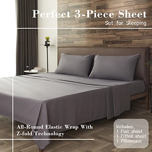 Lovewe Twin Sheet Set, Breathable & Cooling Sheets, Hotel Luxury Bedding Sheets & Pillowcases, Deep Pockets, Extra Soft Cooling Bed Sheets, Wrinkle Free And Fade Resistant- 3 Pc (Gray) #TOP1