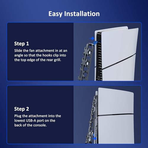Image of NexiGo PS5 Slim Horizontal Stand with Silent Enhanced Cooling Fan, Adjustable Speed, [Low Noise], [Auto Power On /Off], USB 3.0 Port, Built-in LED Light, for Both Disc and Digital Editions