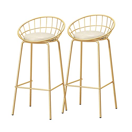 ZHINTE Taburetes de Bar Juego de 2, Taburetes Altos Dorados Sillas Altura Barra 65/75cm Taburetes de Cocina con...