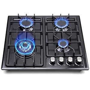 forimo Gas Cooktop 22Inch，Built in Gas Cooktop 4 Burners Stainless Steel Stove with NG/LPG Conversion Kit Thermocouple Protection and Easy to Clean