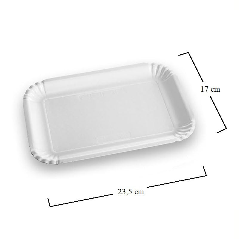 VIRSUS Vassoi per Pasticceria in Cartone POLITENATA BIANCO, (Misura 3) 23,5x17 cm, Navetta Monouso per Dolci, Pasticcini, Rustici, Torte, 10CF x 20Pz (200)