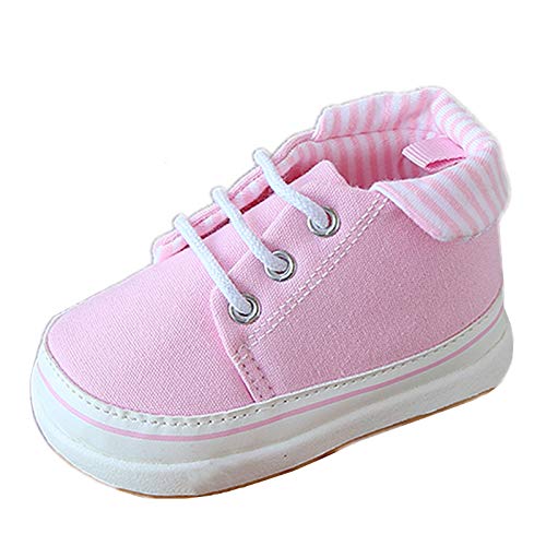 Baby Boys Girls Shoes Canvas Lightweight High Top Sneaker Anti-Slip Rubber Toddler First Walkers(4, Pink)