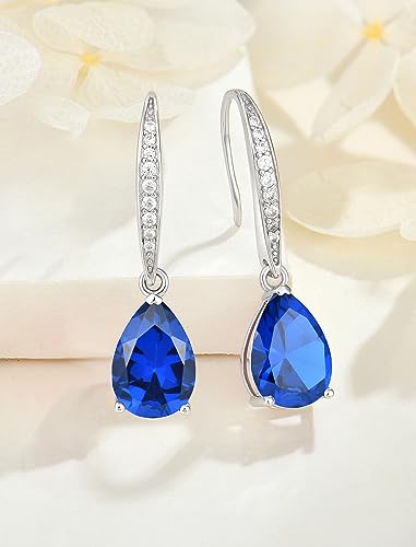 Women's Solitaire Earrings Sterling Silver Pear Shaped Brilliant Cut Birthstone Jewelry4