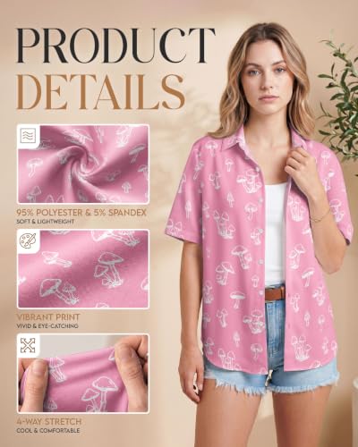 Image of 99TIMORO Fantasy Character Button Down Shirt for Women Short Sleeve