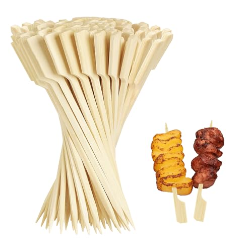 DONOONIS Pique Brochette Bois, 200 Pièces Pic Brochette Bois de 9 Cm, Pique Aperitif en Bambou pour Cocktails, Fruits, Grillades, Boissons, Barbecue, Fondue...