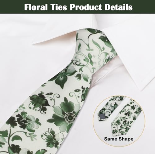 Image of Mantieqingway Men Skinny Tie Cotton Floral Necktie for Wedding Groomsmen Tie