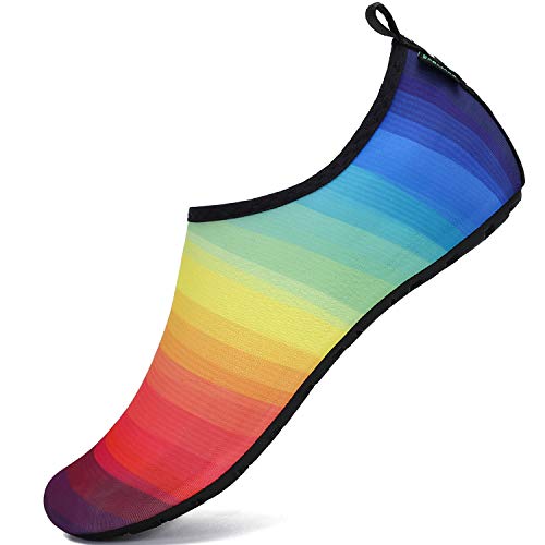 SAGUARO Mujer Hombre Zapatos de Agua para Buceo Snorkel Surf Piscina Playa Yoga Deportes Acuáticos,14 Arcoiris,40/41