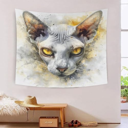 Tapiz de pared de gato Sphynx 3D para crear un ambiente moderno en tu sala de estar