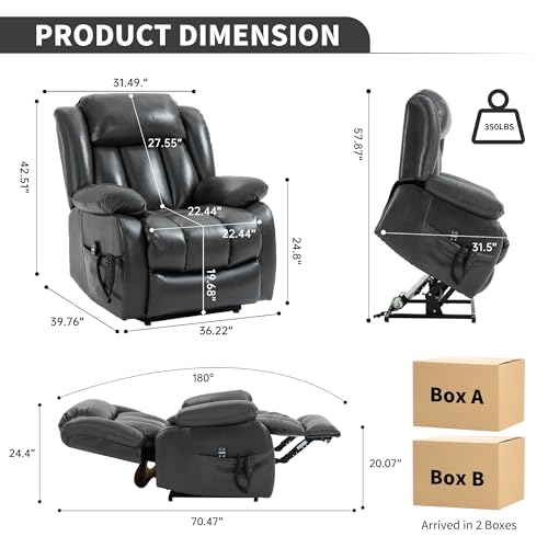 Sillón Plegable Cuero Transpirable Gris miniatura 2