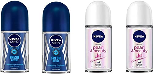 NIVEA Pearl & Beauty + Fresh Active Men Rool On Deodorant Deodorant Roll-on - For Men & Women (200 ml, Pack of 4)-picture-19
